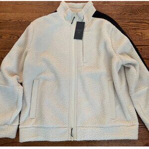 New! VRST Men’s Size XL Sherpa Fleece Sweater Jacket Ivory/Light Sand Zip NWT